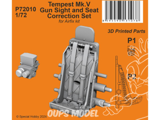 Special Hobby 3D Print militaire P72010 Correction du viseur et du siège du Tempest Mk.V pour kit Airfix 1/72