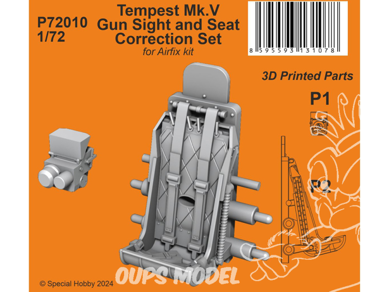 Special Hobby 3D Print militaire P72010 Correction du viseur et du siège du Tempest Mk.V pour kit Airfix 1/72