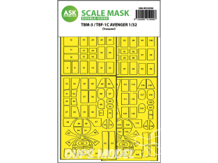 ASK Art Scale Kit Mask M32094 TBM-3 / TBF-1C Avenger Trumpeter Recto Verso 1/32