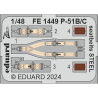 EDUARD photodecoupe avion FE1449 Harnais m&eacute;tal P-51B/C Eduard 1/48
