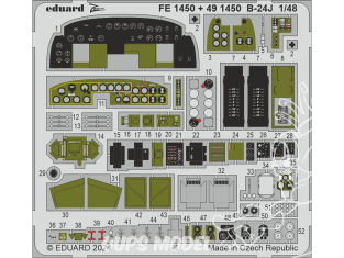 EDUARD photodecoupe avion 491450 Cockpit et moteurs B-24J Hobby Boss 1/48