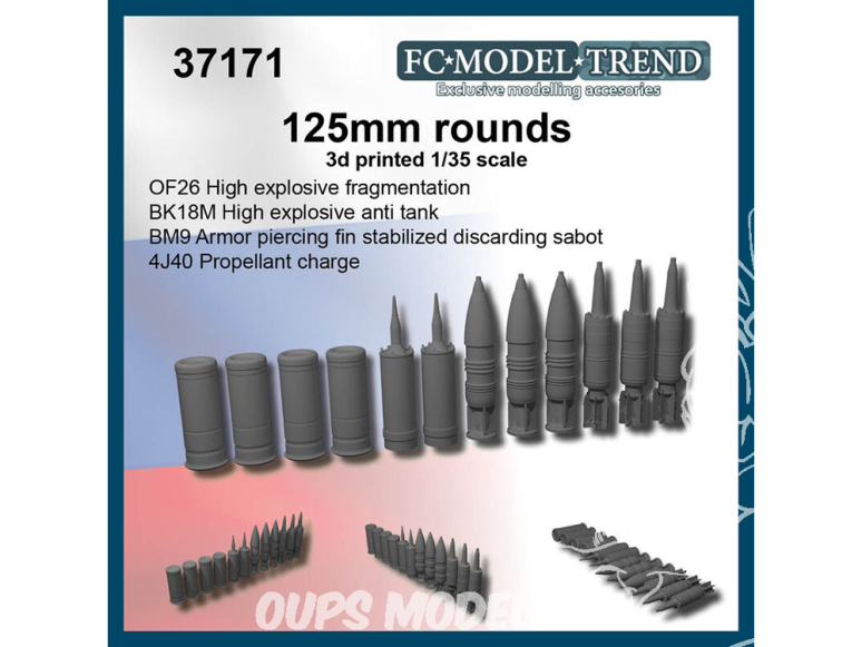 FC MODEL TREND accessoire résine 37171 Munitions rondes 125mm 1/35