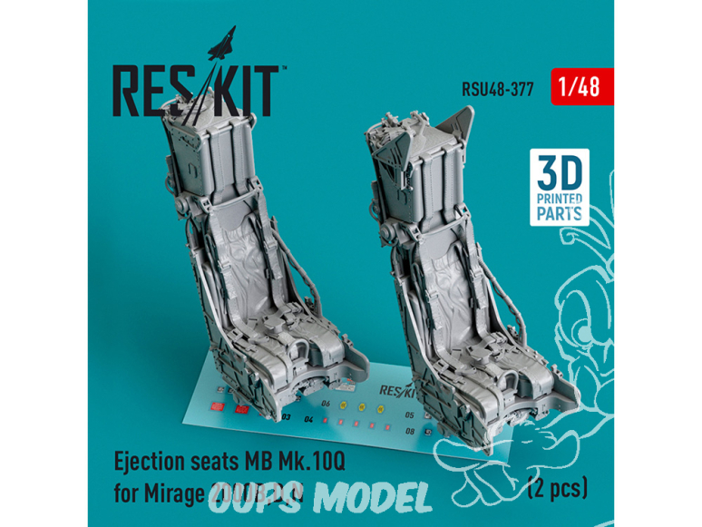 ResKit kit d'amelioration Avion RSU48-0377 Sièges éjectables MB Mk.10Q pour Mirage 2000B,D,N 2 pièces Impression 3D 1/48
