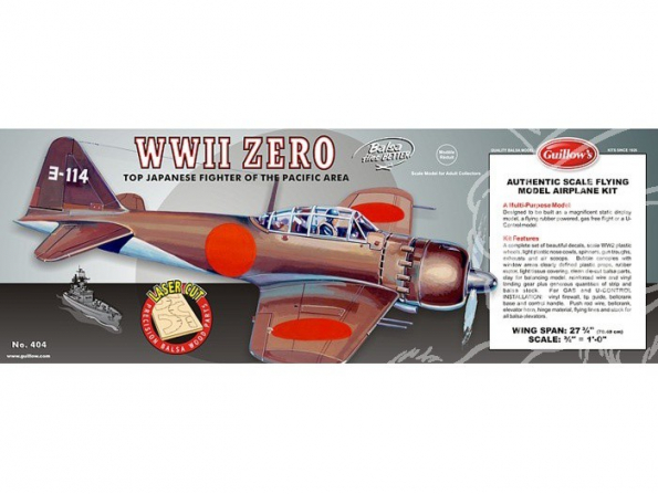 Maquette Guillow&39s avion bois 404 MITSUBISHI ZERO 1/16