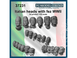 FC MODEL TREND accessoire résine 37231 Têtes Italiennes avec Fez WWII 1/35