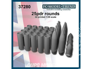 FC MODEL TREND accessoire résine 37280 Munitions 25pdr rondes 1/35