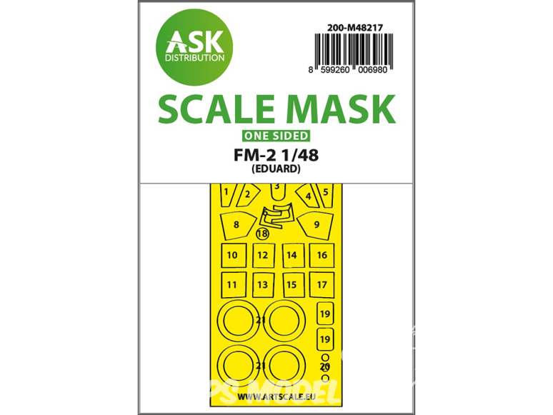 ASK Art Scale Kit Mask M48217 FM-2 Eduard Recto 1/48