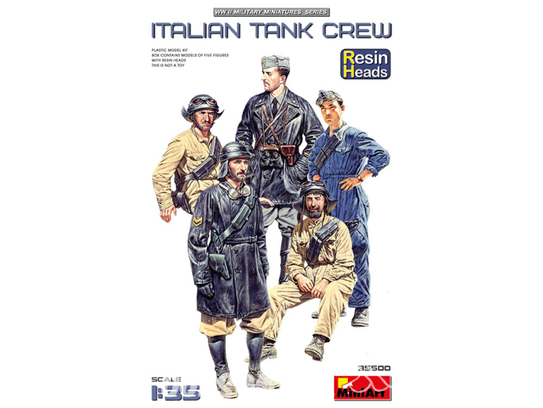 Mini Art maquette militaire 35500 Officiers et conducteurs allemands Équipages de chars italiens Têtes en résine 1/35