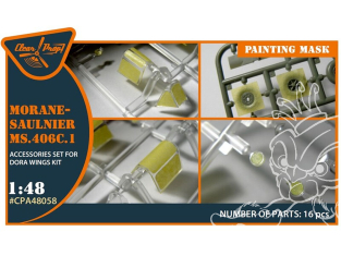 Clear Prop kit d'amelioration avion CPA48058 Masque peinture I-16 late version sur papier kabuki jaune kit Dora Wings 1/48