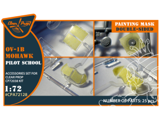 Clear Prop kit d'amelioration avion CPA72128 Masque peinture OV-1B Mohawk «&nbsp;Pilot School&nbsp;» papier kabuki jaune kits CP 1/72