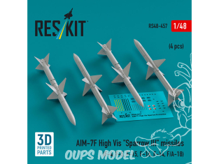 ResKit kit armement Avion RS48-0457 Missiles AIM-7F haute visibilité « SPARROW III » 4 pièces imprimées en 3D1/48
