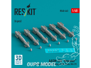 ResKit kit armement Avion RS48-0463 Bombes à protection thermique AASM-250 «&nbsp;HAMMER&nbsp;» 6 pièces imprimées en 3D 1/48