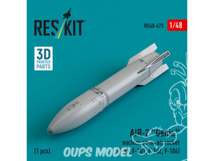 ResKit kit armement Avion RS48-0473 Fusée air-air nucléaire AIR-2 «&nbsp;GENIE&nbsp;» 1 pièce imprimée en 3D 1/48