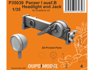 Special Hobby 3D Print militaire P35039 Panzer I ausf.B Phare et Jack pour kit Academy 1/35