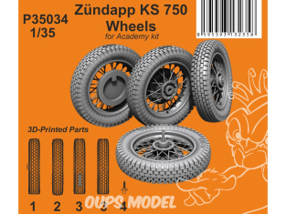 Special Hobby 3D Print militaire P35034 Roues Zündapp KS 750 pour kit Academy 1/35