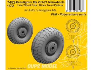 CMK kit resine 7482 Beaufighter Mk.VI/X/21 Roues principales à motif de bande de roulement et disque de roue tardif 1/72