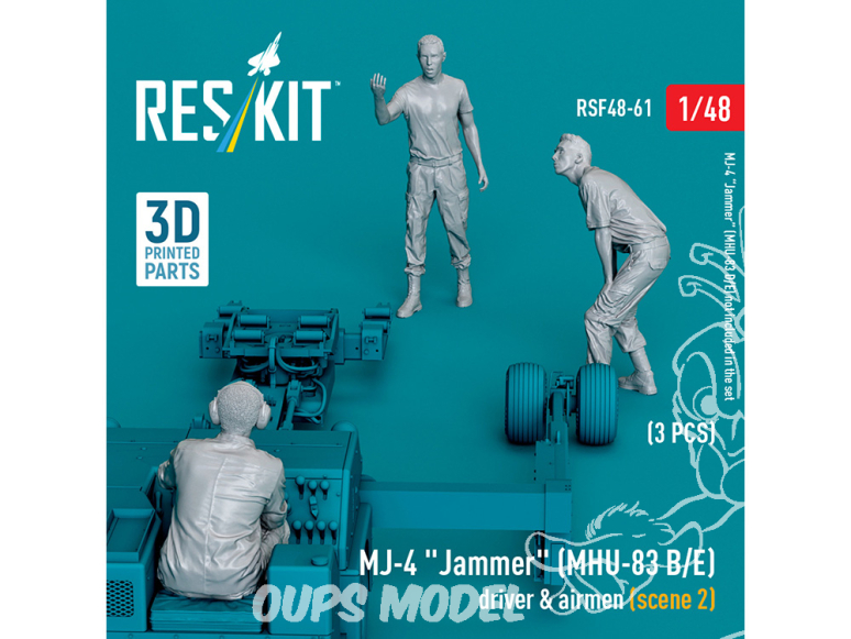 ResKit Figurine RSF48-0061 Conducteur et aviateurs du brouilleur MJ-4 MHU-83 B/E, scène 2, 3 pièces imprimées en 3D 1/48