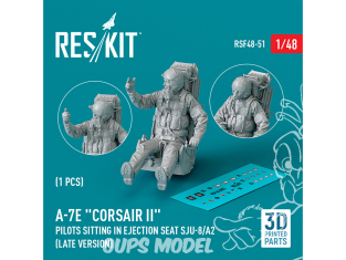 ResKit avion RSF48-0051 Pilote d'A-7E Corsair II assis sur un siège éjectable SJU-8/A2 version tardive Imprimé 3D 1p 1/48