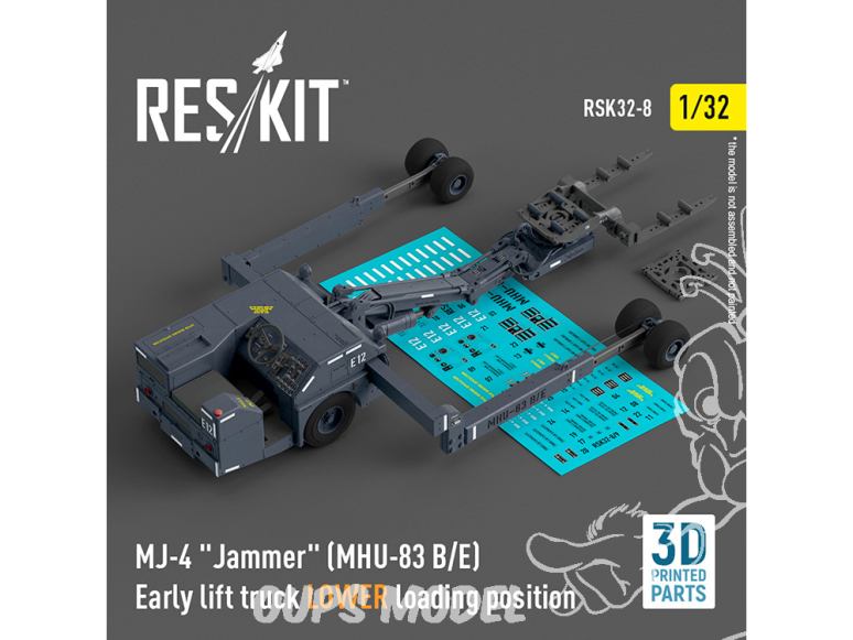 ResKit kit RSK32-0008 CHARIOT ÉLÉVATEUR MHU-83 D/E Late POSITION DE CHARGEMENT Bas IMPRIMÉ EN 3D 1/32