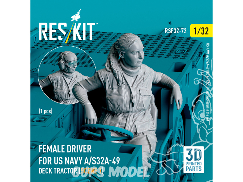 ResKit Figurine RSF32-0072 Conductrice pour tracteur de pont US NAVY A/S32A-49 scène 1 1 piéce imprimé en 3D 1/32