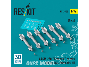 ResKit kit armement Avion RS32-0422 AASM-250 «&nbsp;MARTEAU&nbsp;» 6 pièces imprimées en 3D 1/32