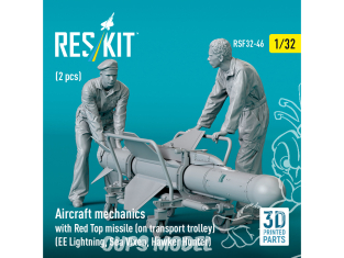 ResKit Figurine RSF32-0046 Mécanique d'avion avec missile Red Top sur chariot de transport 2 pièces Impression 3D 1/32