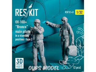 ResKit avion RSF32-0043 Pilotes masculins OV-10D+ Bronco en position debout type 2 2p imprimés en 3D 1/32