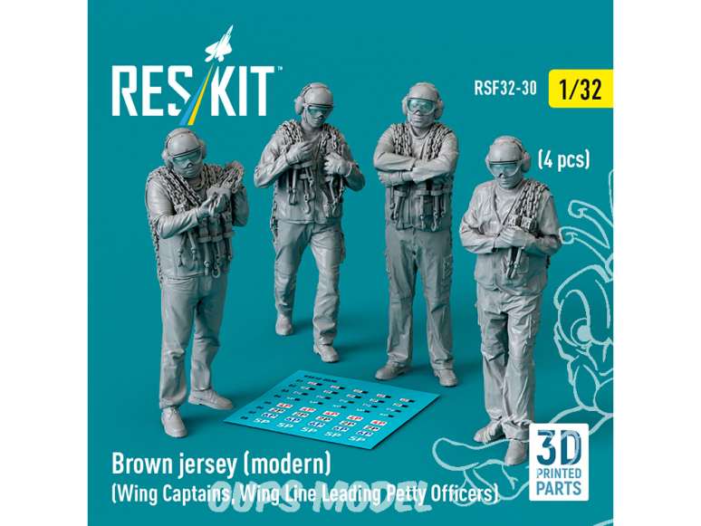 ResKit Figurine RSF32-0030 Maillot marron moderne capitaines d'escadre sous-officiers principaux de ligne d'escadre 4p 3D 1/32
