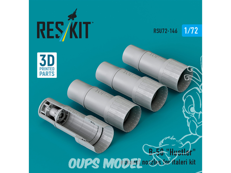 ResKit kit d'amelioration avion RS72-0146 Buses d'échappement B-58 Hustler pour kit Italeri imprimées en 3D 1/72