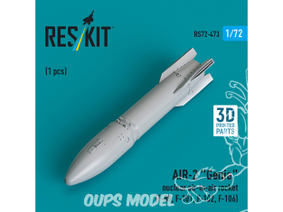 ResKit kit armement Avion RS72-0473 Fusée air-air nucléaire AIR-2 «&nbsp;GENIE&nbsp;» 1 pièce imprimée en 3D 1/72