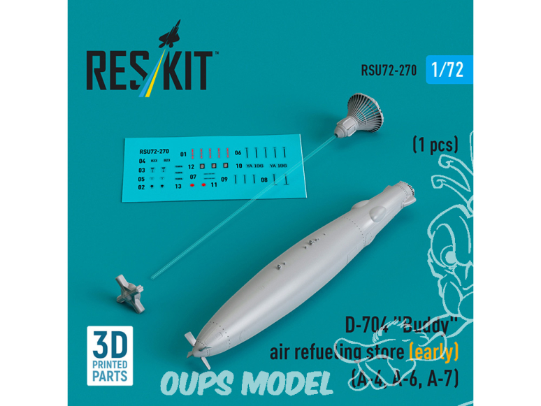 ResKit avion RSU72-0270 D-704 «&nbsp;Buddy&nbsp;» ravitaillement en vol précoce 1 pièces A-4, A-6, A-7 3D 1/72