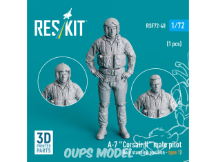 ResKit avion RSF72-0040 Pilote masculin d'A-7 Corsair II en position debout type 1 1p imprimé en 3D 1/72