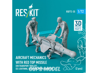 ResKit Figurine RSF72-0035 Mécanique d'avion avec missile Red Top sur chariot de transport 2 pièces Impression 3D 1/72