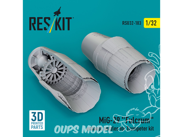 ResKit amelioration RSU32-0183 Tuyères d'échappement MiG-29 « Fulcrum » pour kit Trumpeter imprimées en 3D 1/32