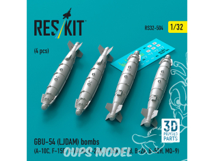 ResKit kit armement Avion RS32-0504 Bombes GBU-54 LJDAM 4 pièces imprimées en 3D 1/32