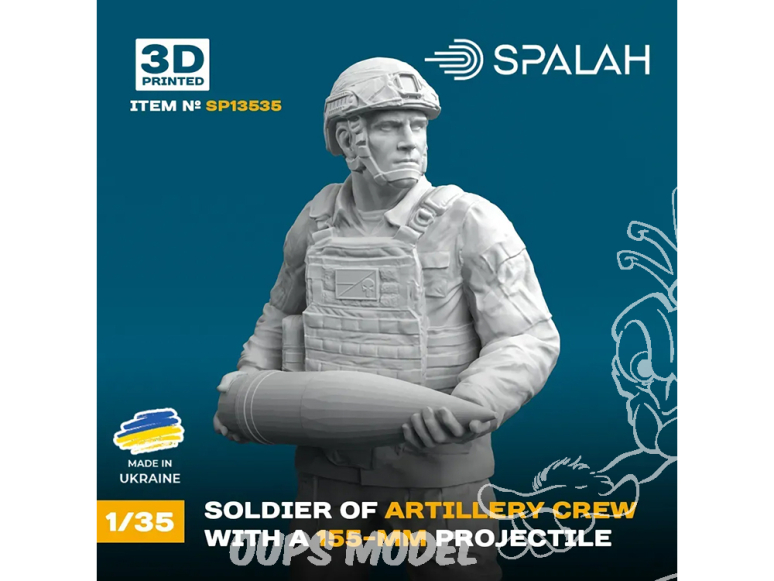 Spalah kit figurine SP13535 soldat d'artillerie avec obus (155 mm) 1/35