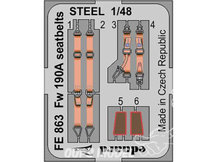 EDUARD photodecoupe avion FE863 Harnais métal Focke Wulf Fw 190A Eduard 1/48