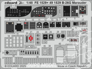 EDUARD photodecoupe avion FE1529 Zoom amélioration B-26G Marauder Icm 1/48
