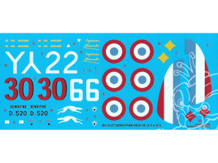 DECALQUES BERNA DECALS BD32-87 DEWOITINE 520 GC II/3 & III/3 1/32