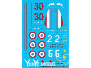 DECALQUES BERNA DECALS BD48-164 DEWOITINE 520 GC II/3 & III/3 1/48