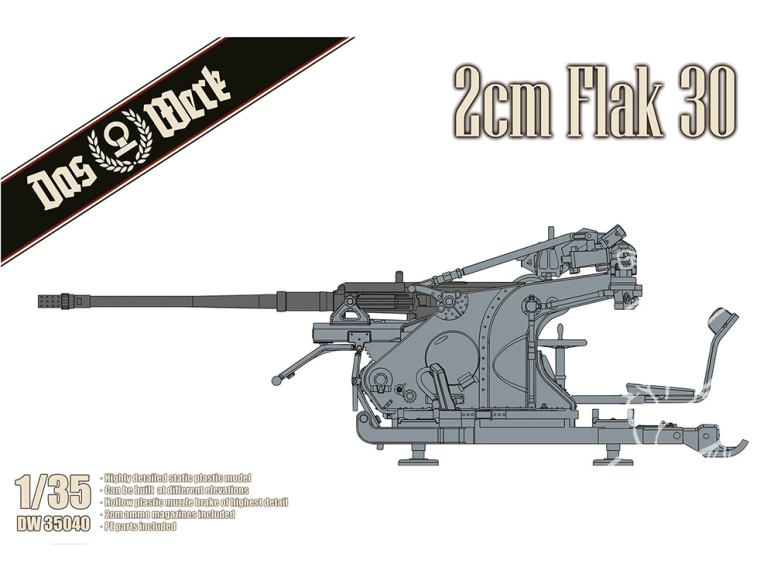 DAS WERK maquette militaire DW35040 Flugabwehrkanone 2-cm-Flak 30 1/35