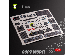 Kelik Decals 3D K48107 UH-1Y «&nbsp;Venom&nbsp;» décalcomanies 3D intérieures pour kit Zimi Model/KittyHawk 1/48