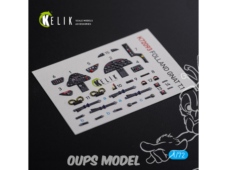 Kelik Decals 3D K72093 Décalcomanies 3D intérieurs Folland Gnat T.1 pour kit Airfix 1/72