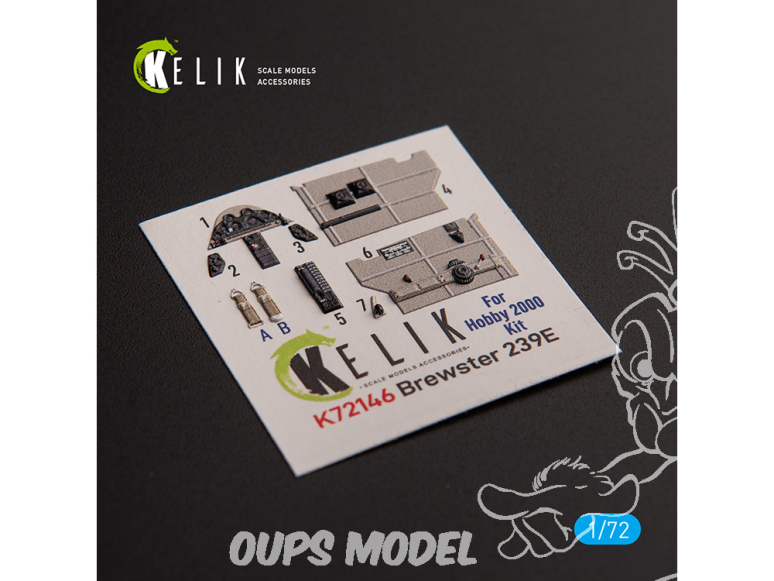 Kelik Decals 3D K72146 Brewster 239E Autocollants 3D intérieurs pour kit Hobby 2000/Hasegawa 1/72
