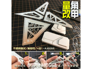 Alexen Models AJ0092 Règle auxiliaire de mesure d'angle fixe et de marquage des bords d'armure Gundam 4 en 1