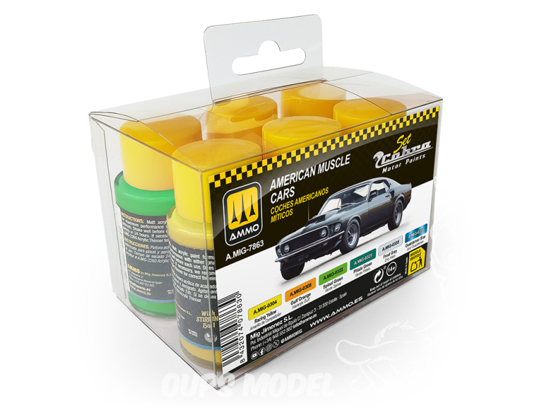 MIG peinture Cobra Motor 7863 Set peintures American Muscle Carts 6 x 30ml