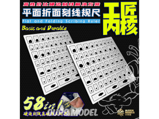 Alexen Models AJ0096 Pochoir Gabarit de traçage de surface plane et pliée pour Gundam Type-N 58in1