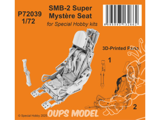 Special Hobby 3D Print militaire P72039 Siège SMB-2 Super Mystère pour kits Special Hobby 1/72