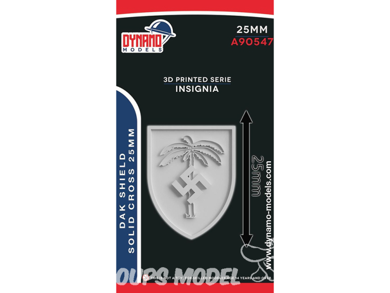 Dynamo models Insigne A90547-25 DAK Shield Solid Cross 25mm
