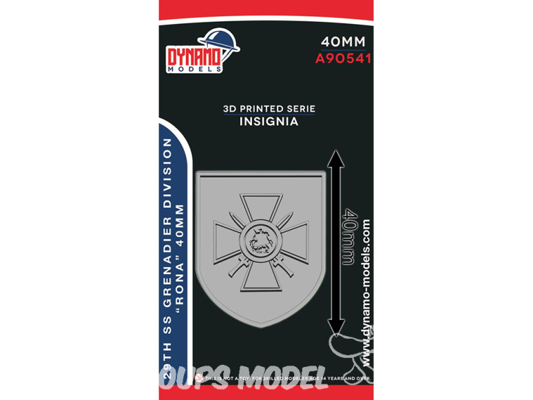 Dynamo models Insigne A90541-40 29th SS Grenadier Division "Rona" 40mm